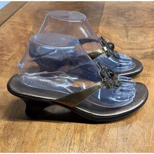 Rialto Women’s 9 Bethany Bronze Sequin Embellished Flower Sandal Thong Wedge